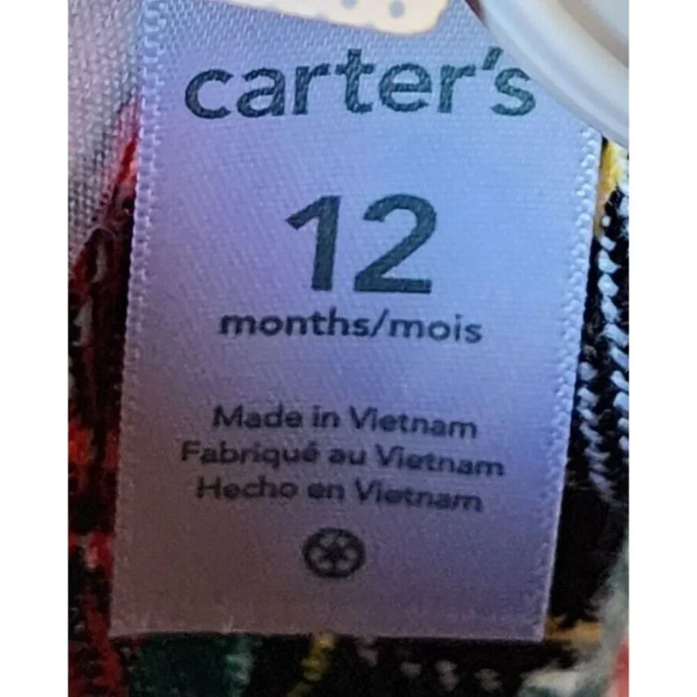 NEW Carter's Sleeveless Collared A Line Dress Plaid Acrylic Knit Holiday Sz‎ 12M